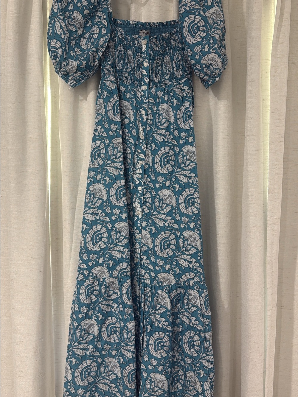 Emerson Fry Teal and White Floral Maxi Dress